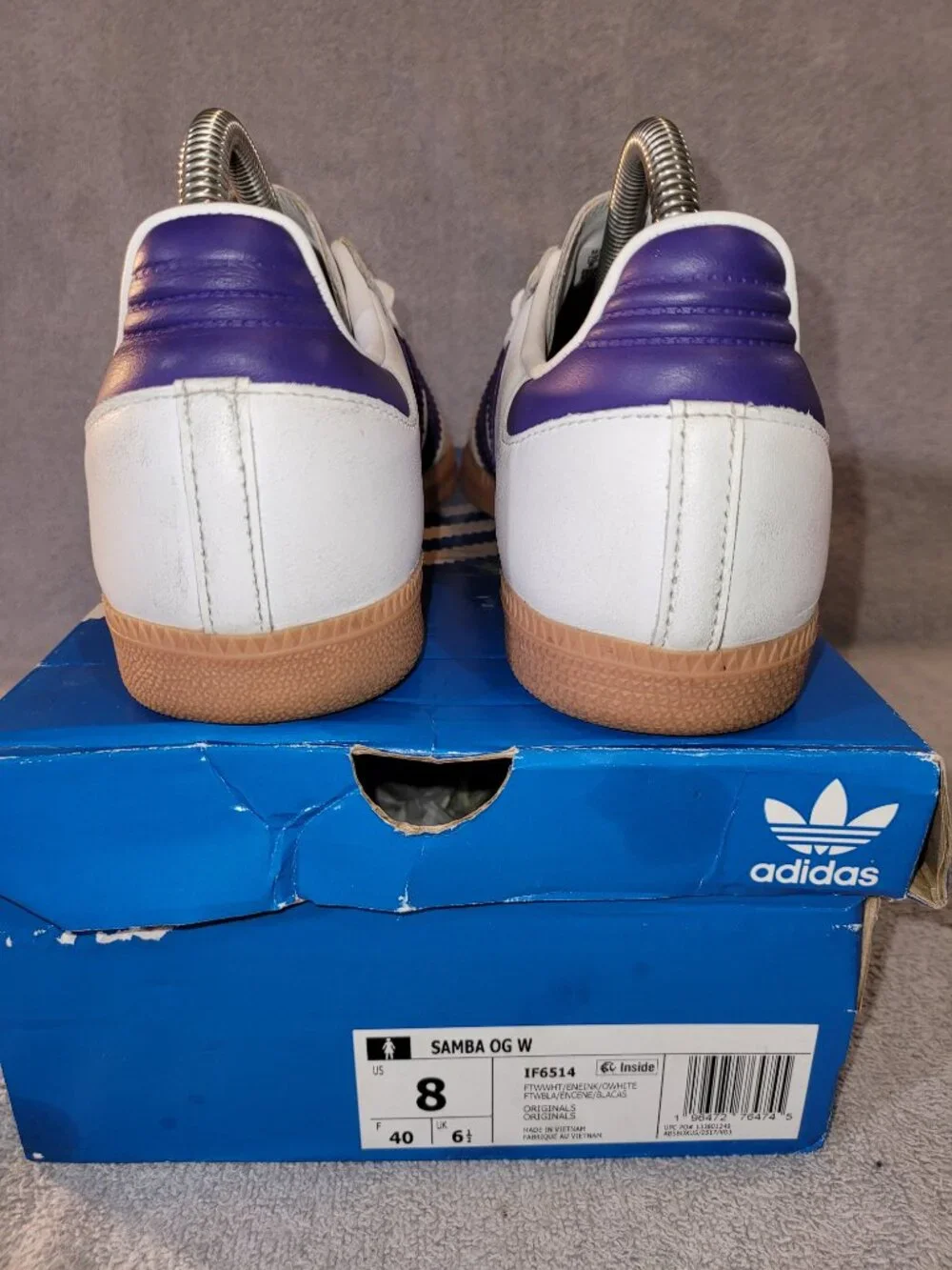 Adidas Samba OG Women's Size 8 White Purple Tan Gum Sneakers IF6514 (#1754)